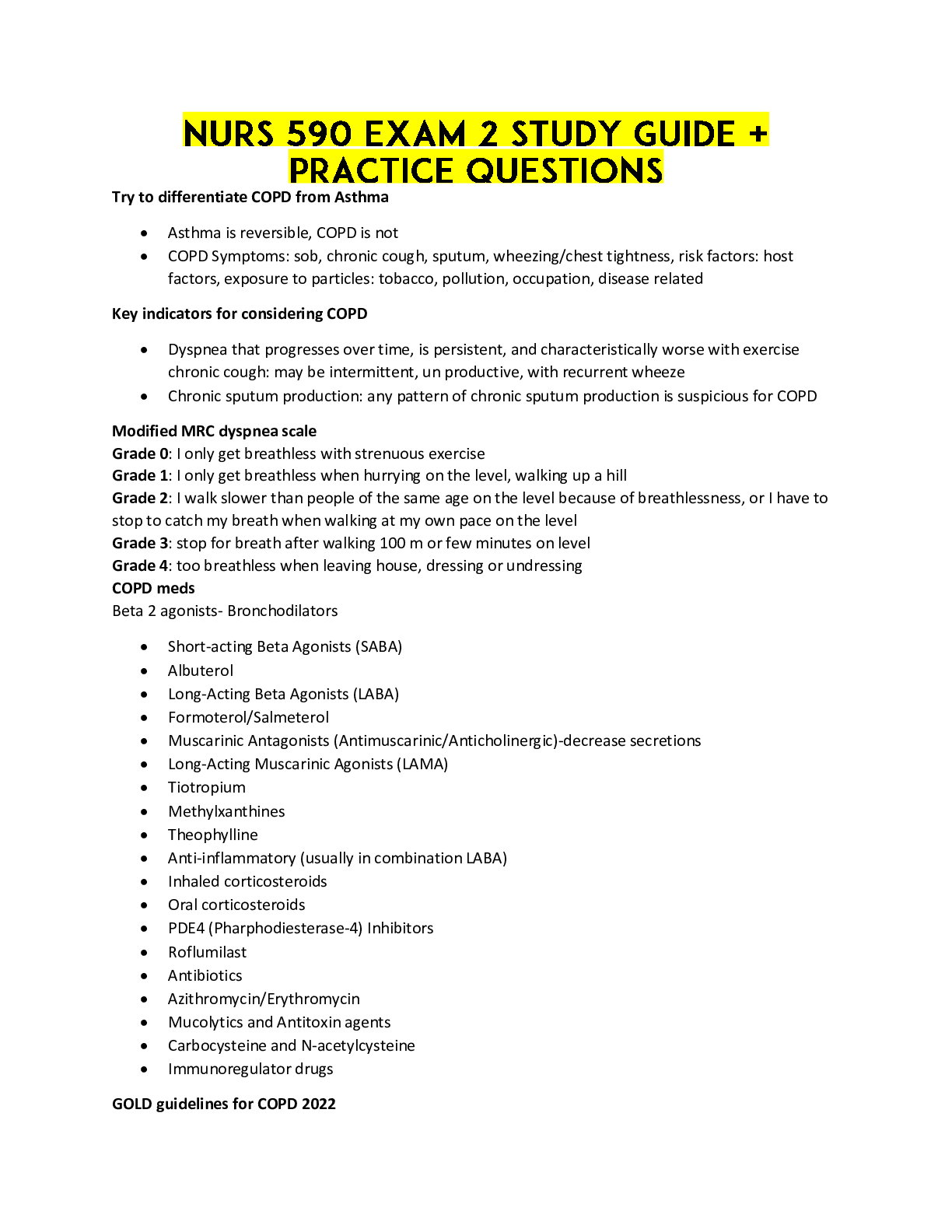 Preview image for NURS 590 EXAM 2 STUDY GUIDE + PRACTICE QUESTIONS